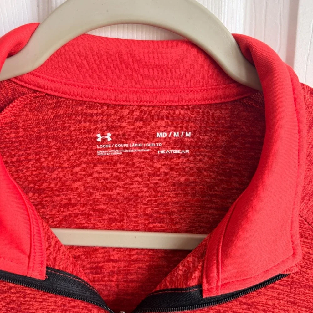 Under Armour Mens Tech 2.0 1/4 Zip HeatGear Red Heather Pullover MD
